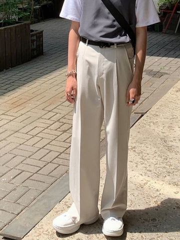 New Casual Trousers Loose Hong Kong Style Pendant Suit Pants Trend Autumn Summer Unisex Straight Wide-leg Pants aidase-shop